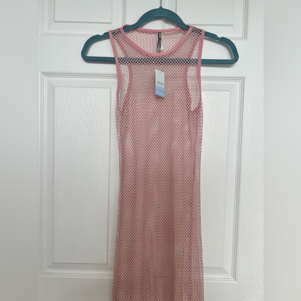 Midi beach rhinestone dress